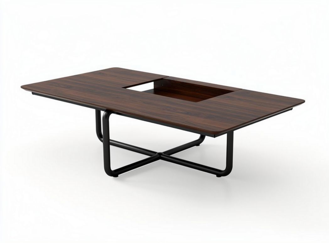 Tavolo da caffè in legno scuro con struttura in metallo 180 x 90 x 75cm