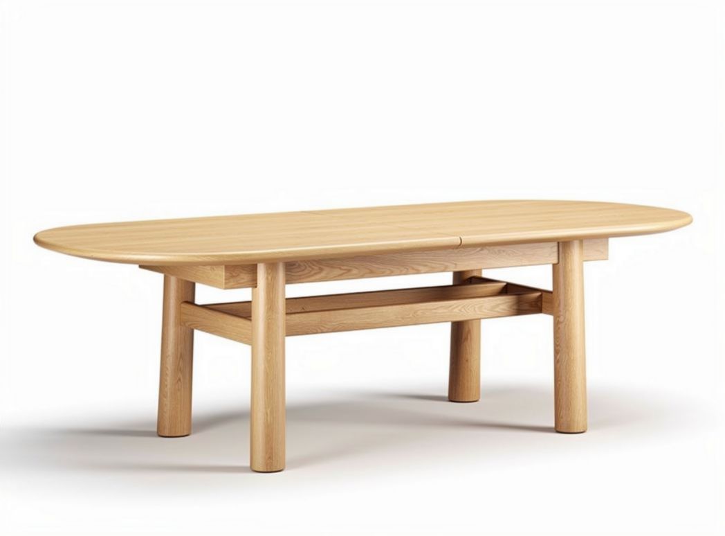 Tavolo ovale in legno naturale 150 x 75 x 70cm per sala da pranzo