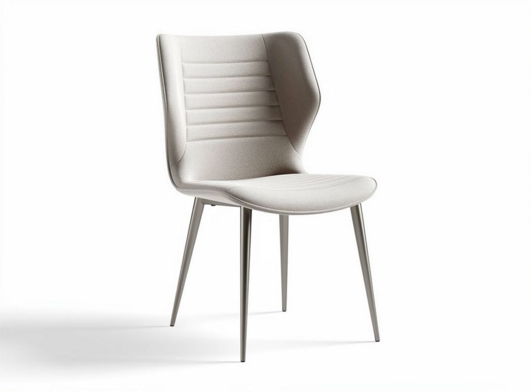 Sedia moderna con struttura in metallo e rivestimento in tessuto beige 45 x 50 x 85cm