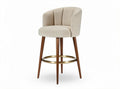 Sgabello da bar in tessuto beige con gambe in legno marrone e supporto in metallo dorato 45 x 45 x 100cm