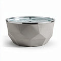 Vasca rotonda in cemento grigio con finitura in acciaio inox 80 x 80 x 40cm
