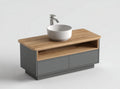 Mobile bagno sospeso con lavabo in ceramica e finitura bianca e rovere 90 x 50 x 30cm
