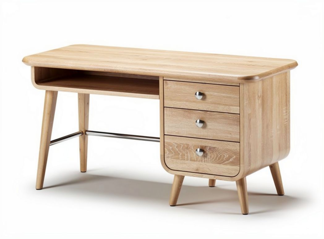 Scrivania in legno naturale con due cassetti dimensioni 120 x 60 x 75cm
