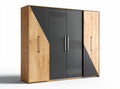 Armadio in legno e metallo con finitura nera e misure 160 x 40 x 120cm