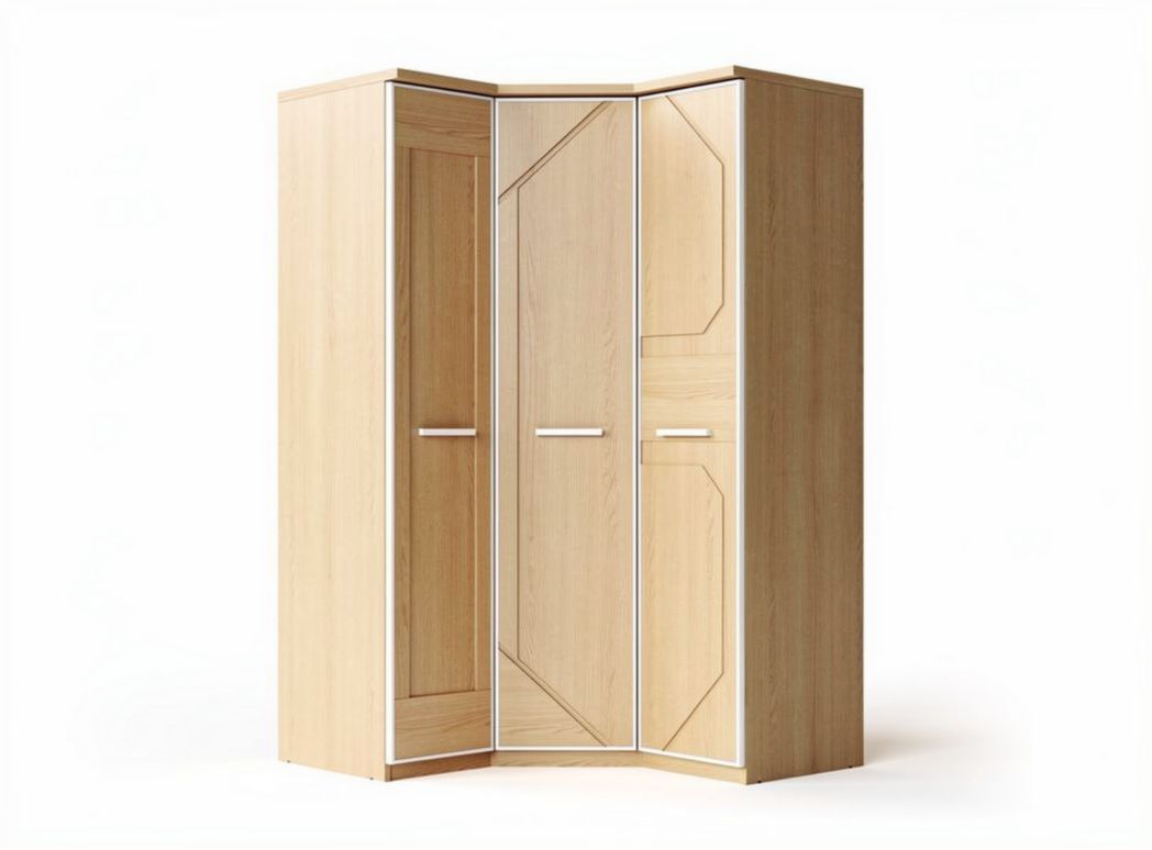 Armadio angolare bianco in legno con porte scorrevoli dimensioni 150 x 100 x 200cm