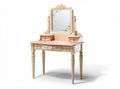 Tolette da trucco con specchio e cassetti in legno rosa 80 x 40 x 75cm