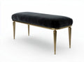 Panchina in velluto nero con struttura in metallo dorato 120 x 40 x 45cm